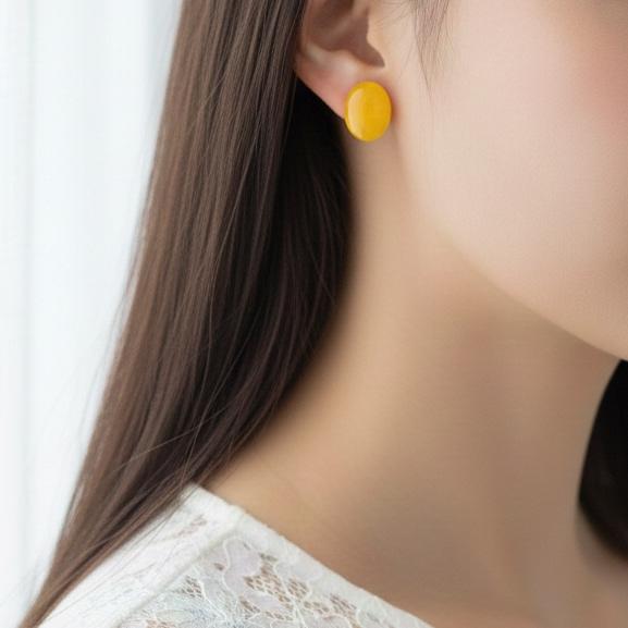 【ミモザカラー】石を愉しむイエローカルセドニーの耳飾り | 5枚目