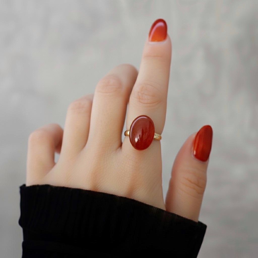 石を愉しむレッドアゲートのリング
