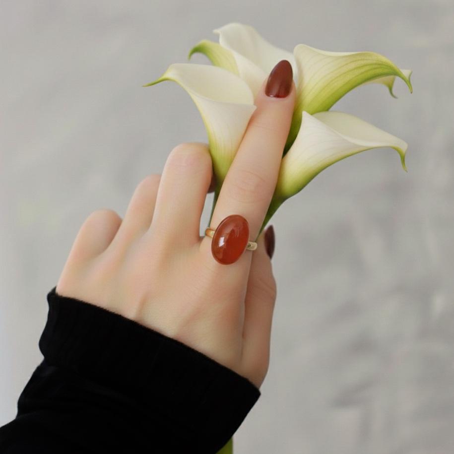 石を愉しむレッドアゲートのリング | 4枚目